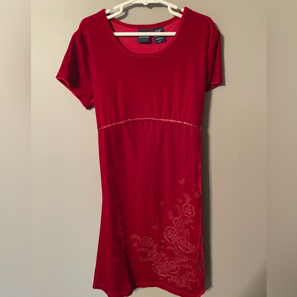 Girls basic edition velvet short sleeve dress